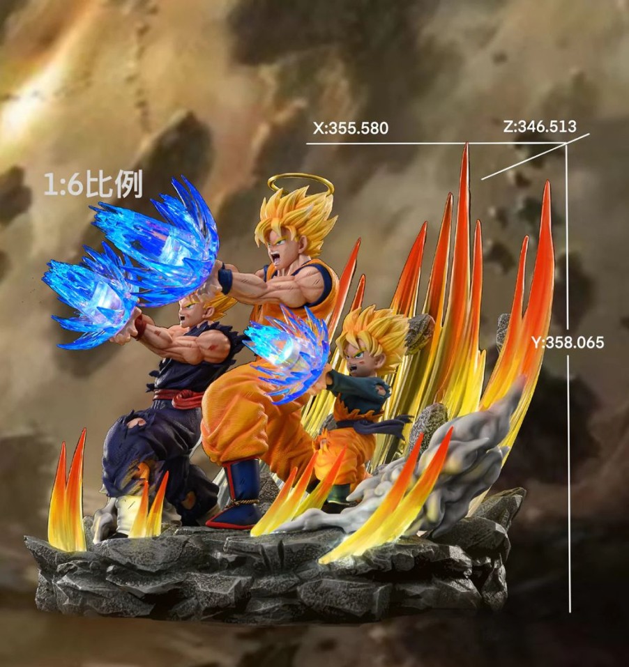 Anime Resins Kylin Studio | >Pre Order< Kylin Studio - Goku, Gohan & Goten Tripple Kamehameha
