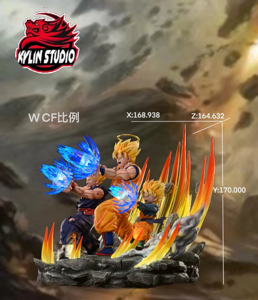 Anime Resins Kylin Studio | >Pre Order< Kylin Studio - Goku, Gohan & Goten Tripple Kamehameha